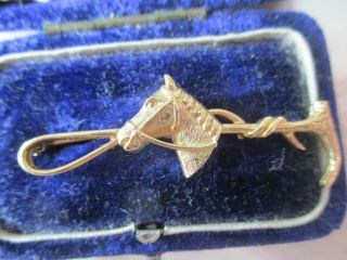 Antique Vintage 9ct Gold Hunting Stock Pin Horse Head Fully Hallmarked 5gms