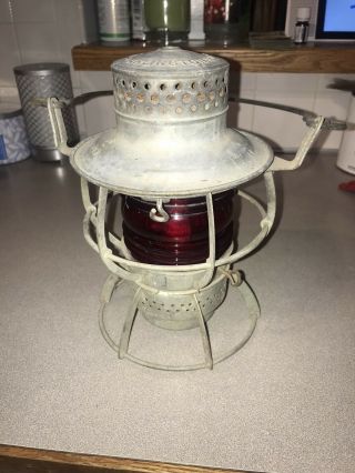 Vintage N&w Lantern Antique Dressel Red Glass Railroad Lights N & W Train Light