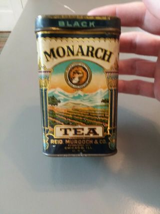 Vintage Monarch Black Tea Tin,  Graphics Bright,  Reid Murdoch & Co,  4.  25 X 2.  5 In
