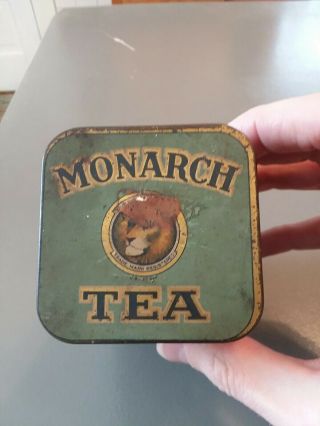 Vintage Monarch Black tea tin,  graphics bright,  Reid Murdoch & co,  4.  25 x 2.  5 in 3