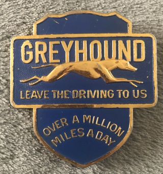 Vintage 1960s - 70s Greyhound Bus Driver Hat Badge W/ Screw Back No Maker Marks