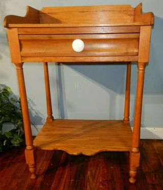Antique Country Single Drawer Bedside Nightstand Washstand Lamp Table