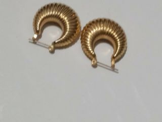 Vintage Milor 14k yellow gold hoop earrings 2