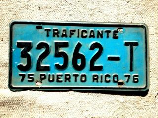 Puerto Rico License Plate Tag - 1975 - 1976 Traficante Dealer - Low