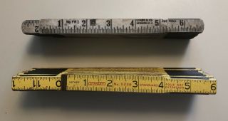 Vintage Stanley 72 Inch Folding Ruler No.  X226 And Evans And Co 72 Inch Plastic