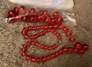 Vintage German Bakelite Cherry Amber Beads For Necklace 57.  8 G W/ 12k Gf Clasp