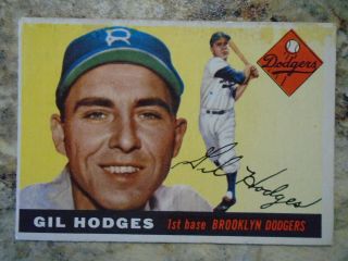 1955 Topps Gil Hodges Brooklyn Dodgers Vintage Card 187 High Number Vg