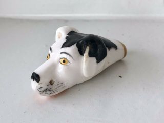Antique Staffordshire Porcelain Pottery Figural Dog Head Toy Whistle C1800’s