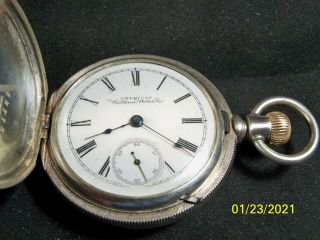 Antique Waltham Pocket Watch 18 Size 7 J Coin Silver Case 1897/ 1902