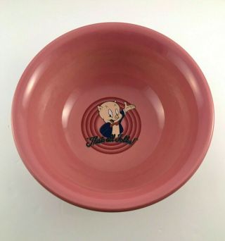 Vintage Hlc Fiestaware Pink Looney Tunes Porky Pig 9.  5 " Serving Bowl Warner Bros