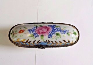 Vintage Oval Ceramic/porcelain Trinket/jewelry Box With Lid