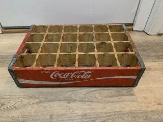 Vintage Red Wood Coca - Cola Coke Crate 24 Pocket Bottles,  Denver Colorado