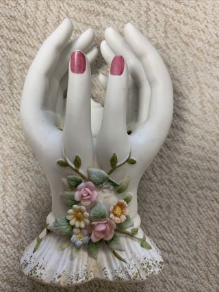 Vintage Lefton’s Exclusives Lefton China Hand Painted Lady’s Hands Holder Vase