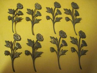 Vtg California Poppies On Leaf Brass Findings Stampings 2 "