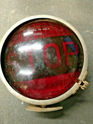 Vintage Automobile Rat Rod Red Glass Stop Light W/bracket Barn Find Usa Made