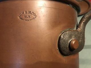 Antique D H & M Co.  NY Copper Pot With Lid 3