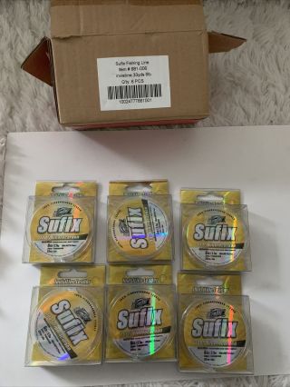 6 Sufix Fluorocarbon Invisible Leader Fishing Line 6 Lb.  33 Yards Ea.  Nos