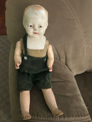 16 " Antique Boy Doll And Unable To Find A Brand
