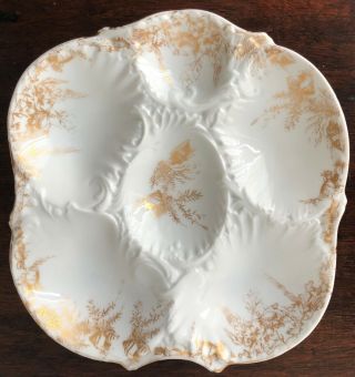 ANTIQUE M.  REDON LIMOGES FRENCH OYSTER PLATES - A PAIR 2