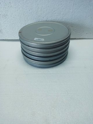 6 Vintage 8 Mm Tin Film Canister And Reel 7 Inch.