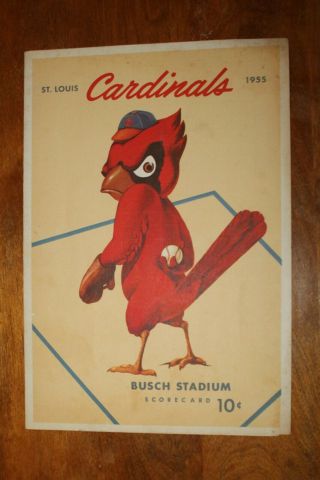 Vintage 1955 St.  Louis Cardinals Baseball Scorecard Busch Stadium Bud