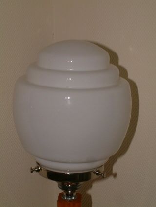 ORANGE CATALIN PHENOLIC BAKELITE & CHROME ART DECO LAMP LAMPE STEPPED SHADE 3