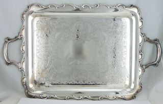Antique Silver Plate Serving Butlers Tray Engraved Webster Wilcox Joanne