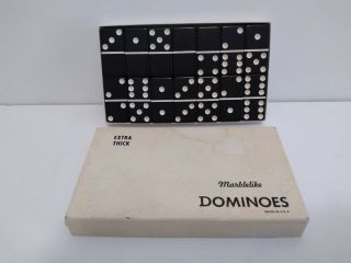 Vintage Marblelite Extra Thick Black Dominoes No.  716