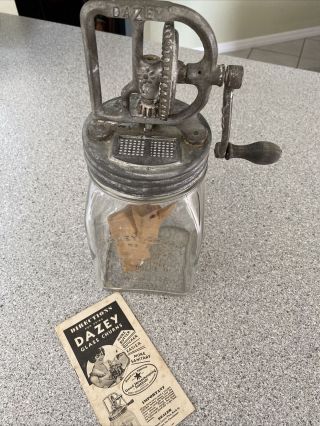 Antique Dazey Glass Butter Churn No 20 St Louis Mo Patent Feb 14,  1922 W/screen
