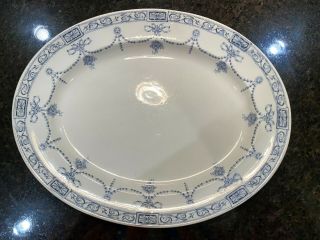 Vintage Oval 15 1/2 In Blue And White Platter Adderleys England 472625 Paris