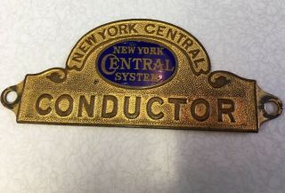 Vintage York Central System Conductor Hat Badge - Railroad Subway Read
