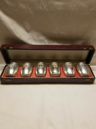 Set Of 6 German Shot Glasses Vintage Maybe They Are Silver Or Stainless Steal
