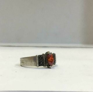 Faberge Design Imperial Russian 84 Silver Ring With Ruby Stone