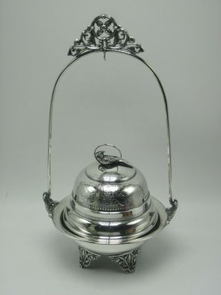 C.  1890 Simpson,  Hall & Miller Silverplate Covered Butter Dish W Liner Pheasant