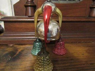 Antique German Glass Fantasy Christmas Ornament 3 Annealed Arms,  3 Bells