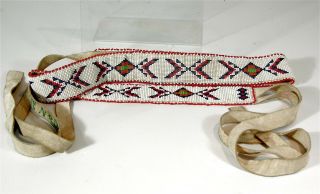 1950s Native American Northern Plains Indian Beaded Hide Presentation Belt