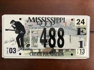 2013 Mississippi Elvis Presley License Plate Tag Create Foundation