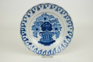 Antique 18th Century Delft Blue And White Pancake Plate,  20 Cm / 8 Inch (nr2)