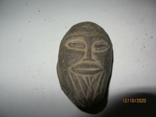 Vintage Hand Carved Palm Size Rock Bearded Face Nordic God?