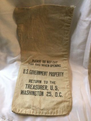 Vintage Canvas Money Bag U.  S.  Government Property Treasurer Washington D.  C.