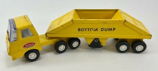 Vintage 1960s Yellow 9 " Tonka Truck And Bottom Dump Trailer
