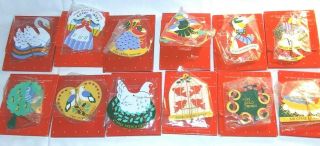 12 Vintage Avon The Twelve Days Of Christmas Ornaments In Boxes