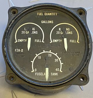 Vintage Ge General Electric Type Dj - 3 Fuel Indicator Gauge F2a - 2 Aircraft Plane
