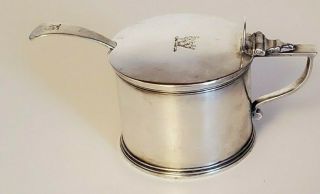 Antique Sterling Silver Parmesan Cheese Cellar And Spoon With Boar 