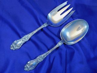 Frank Whiting Lily Sterling Silver Vegetable Serving Fork & Spoon Set - Good