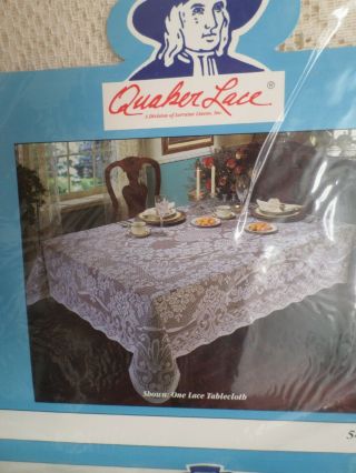 Quaker Lace Lori Light Cream 54 " X 70 " Oblong Vintage Tablecloth In Package
