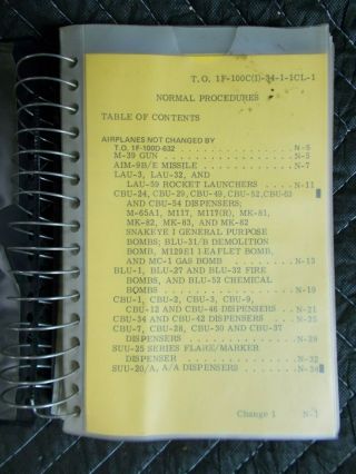 F - 100 Sabre Flight Crew Checklist W/changes In Book Binder Usaf