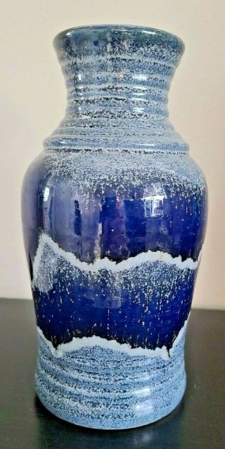 Vintage Bay Keramik Mid Century Blue Vase,  Fat Lava Era West Germany 8 1/8 " H