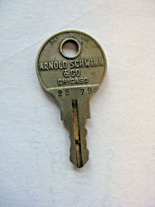 Vintage Arnold Schwinn & Co. ,  Chicago,  Automatic Lock,  Grand Rapids,  Mich.  Key