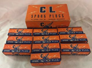 Rare Vintage Or Antique Spark Plugs C - L Complete Box